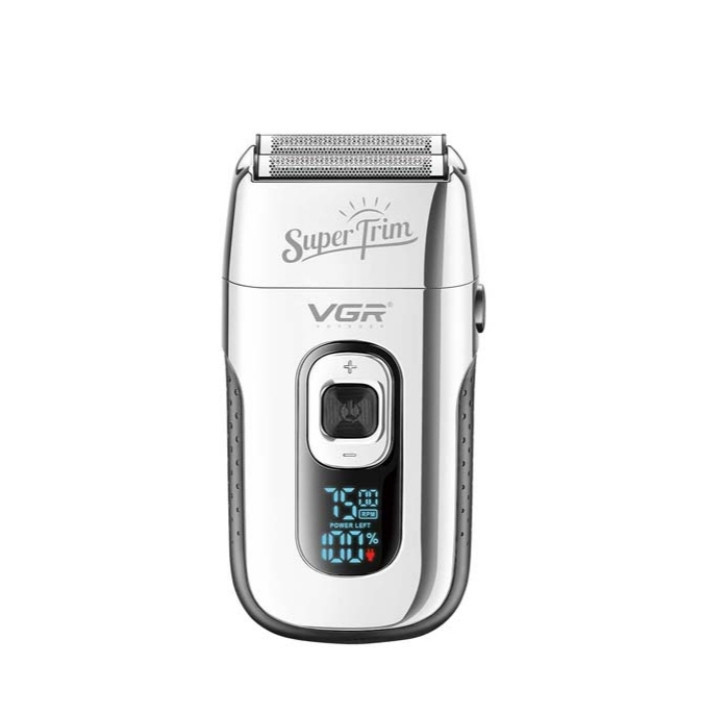 ماشین اصلاح موی صورت وی جی ار مدل V_332 با تکنولوژی برش چرخشی، باتری قابل شارژ 600mAh، قابلیت اصلاح با شماره صفر، تیغه استیل ضدزنگ و برس تمیزکننده همراه