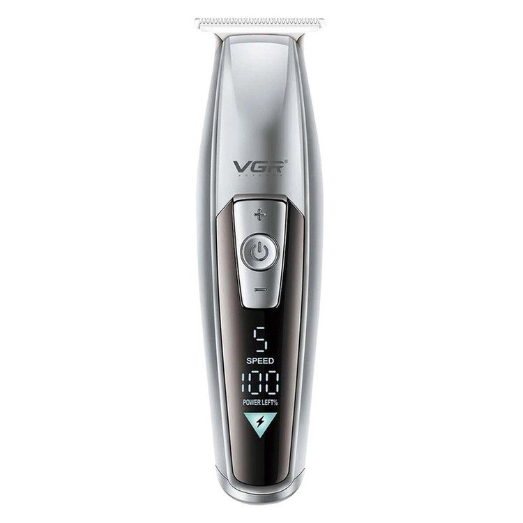 ماشین اصلاح موی سر و صورت وی جی ار مدل V-970 با تیغه استیل ضد زنگ، باتری قابل شارژ با 240 دقیقه استفاده، 5 سرعت قابل تنظیم، طراحی ارگونومیک و 3 شانه تنظیم طول 2، 3 و 4 میلیمتر