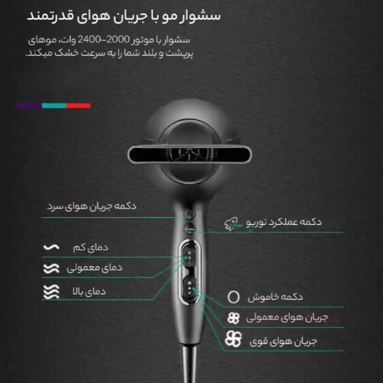 سشوار حرفهای 2400 وات وی جی ار مدل V-450