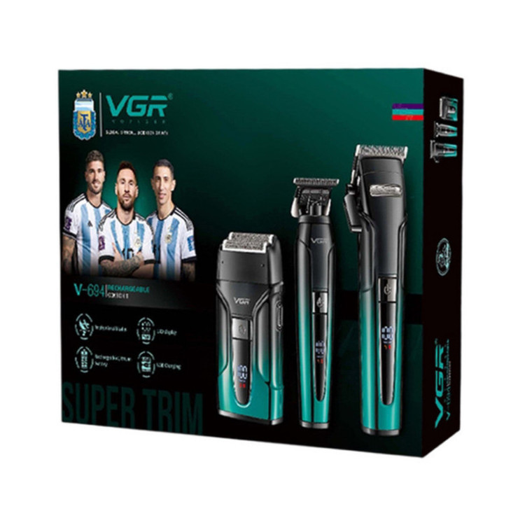 پک ماشین اصلاح موی سر و صورت وی جی ار مدل v-694 مجموعه 3 عددی