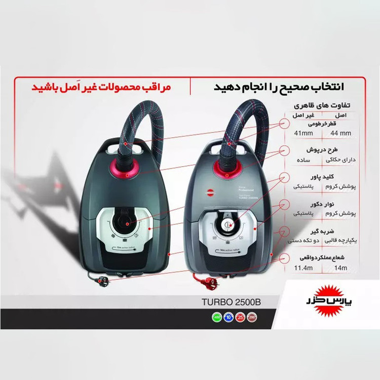 جاروبرقی 2400 وات پارس خزر مدل Turbo 2500WB